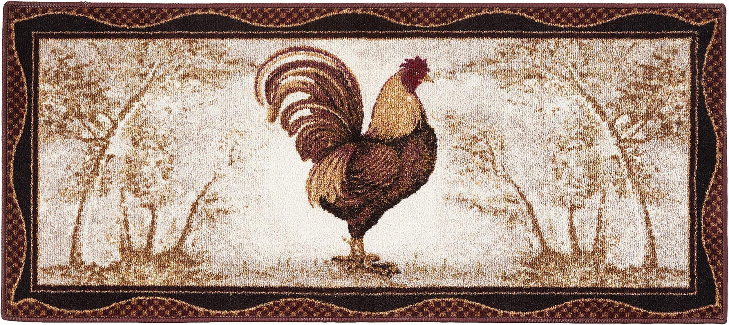 Brumlow Mills Tall Farmhouse Rooster Area Rug Rustic Decor Mat for Kitchen, Dining, Bedroom, Bathroom, Entryway or Living Room, 20" x 44", Brick