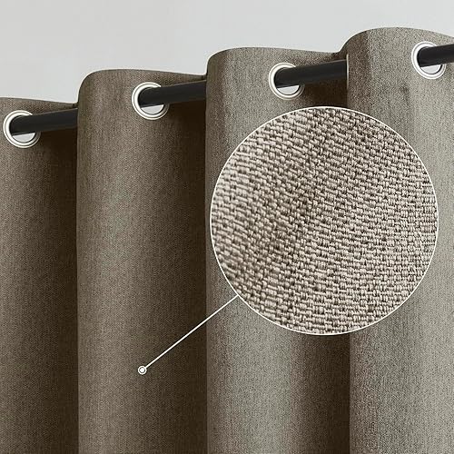 Miniatura 37 de Cortinas de lino natural opacas para dormitorio de 84 pulgadas de largo, con aislamiento térmico y reducción de ruido, paneles de cortina de tejido