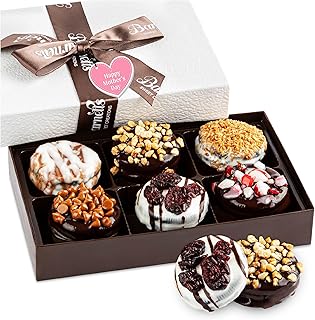 Barnetts Mothers Day 6 Chocolate Cookies Gift Basket, Gourmet Chocolate Covered Candy Gifts for Food Delivery Baskets, Him and Her Treats Ideas for Mother, Mom, Grandmother, Grandma, Wife, Sister, Daughter
