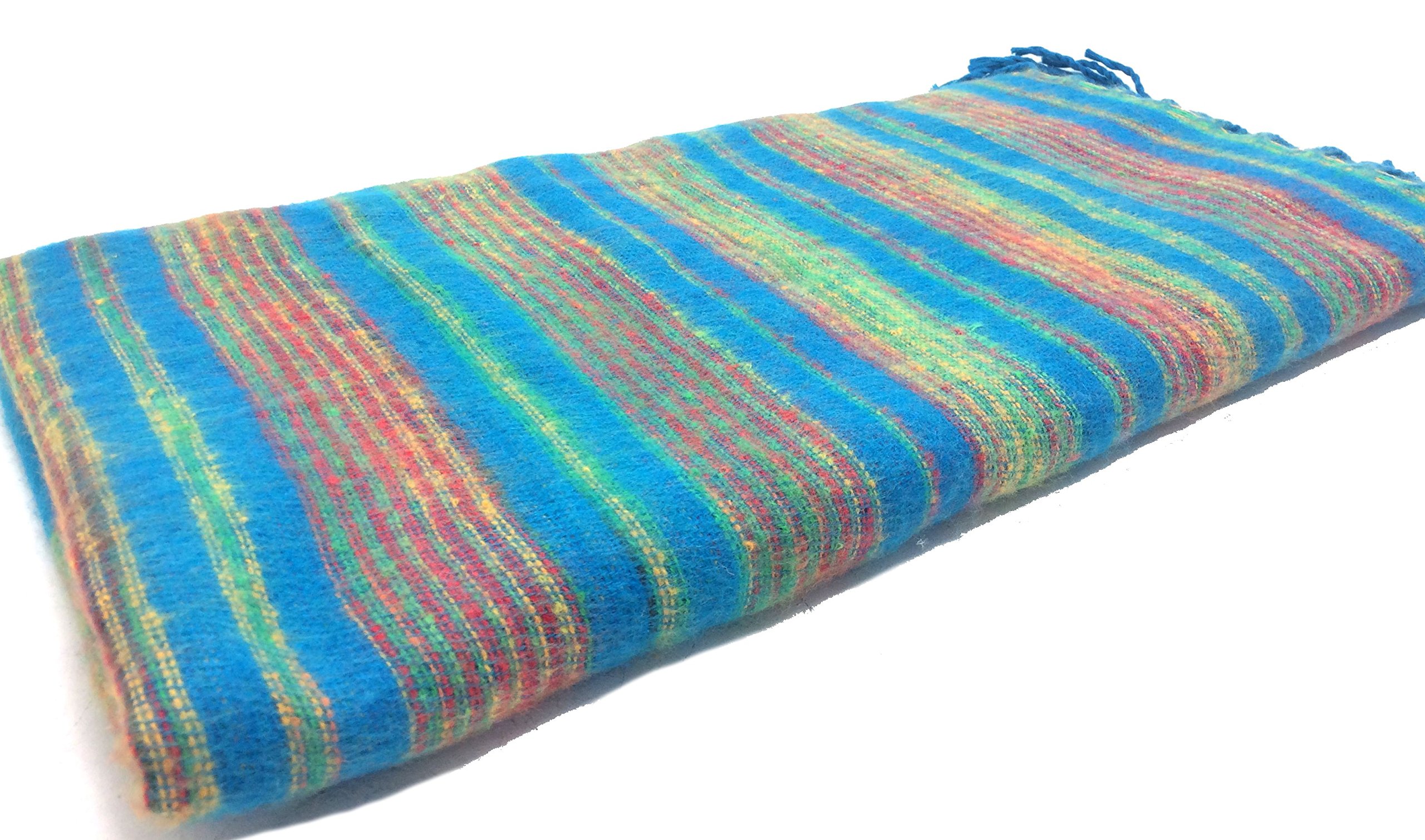 Terrapin Trading Blue Ltd Tibetan Yak Wool Shawl Hippy Cosy Festival Travel Camping Blanket N383