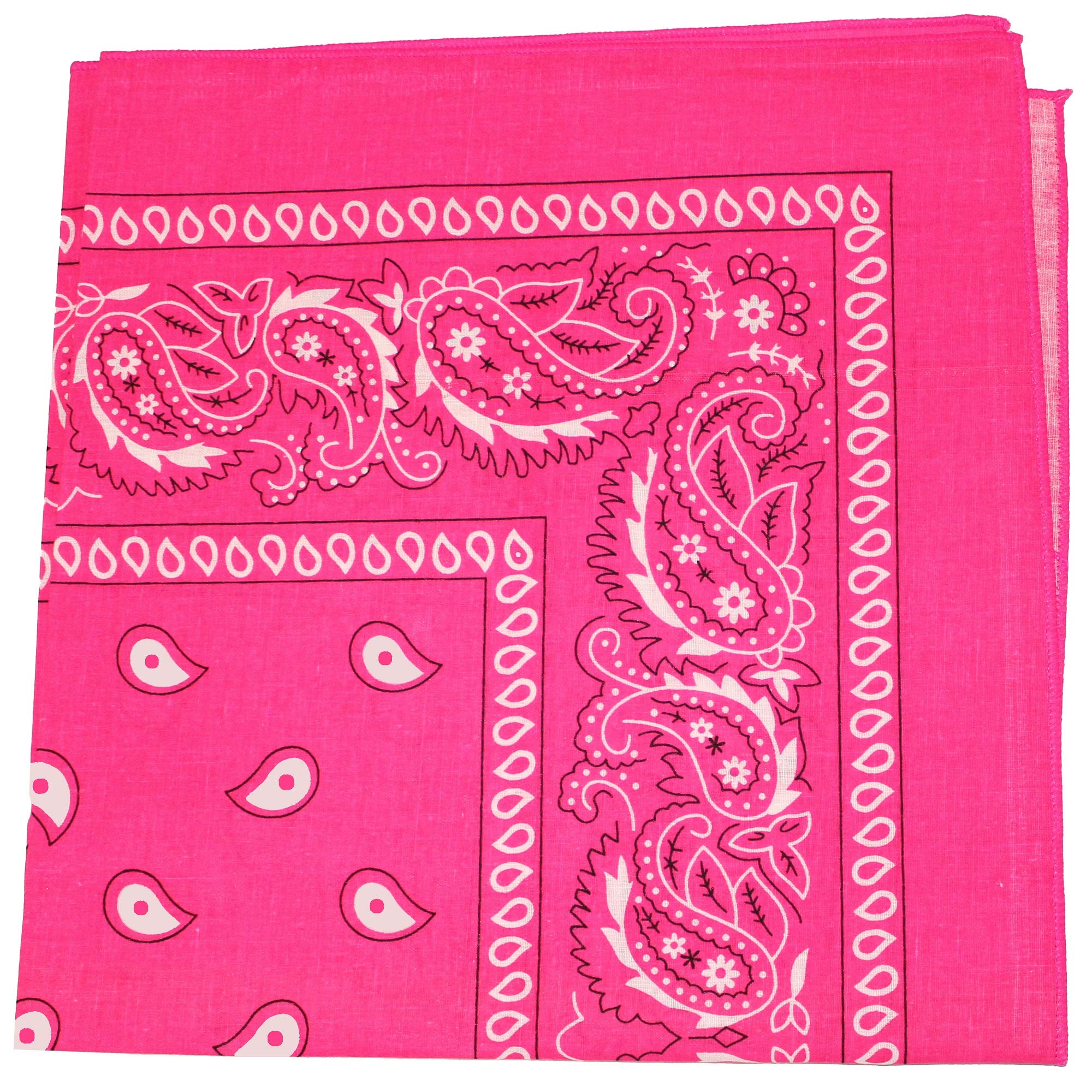 Paquete de 6 pañuelos de cachemira, 100% algodón, 22 pulgadas (rosa neón)
