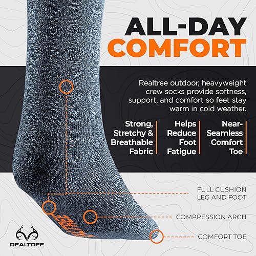 Miniatura 3 de Realtree Calcetines térmicos para hombre  Paquete de 3 calcetines térmicos pesados  Calcetines gruesos aislados accesorios de invierno para botas