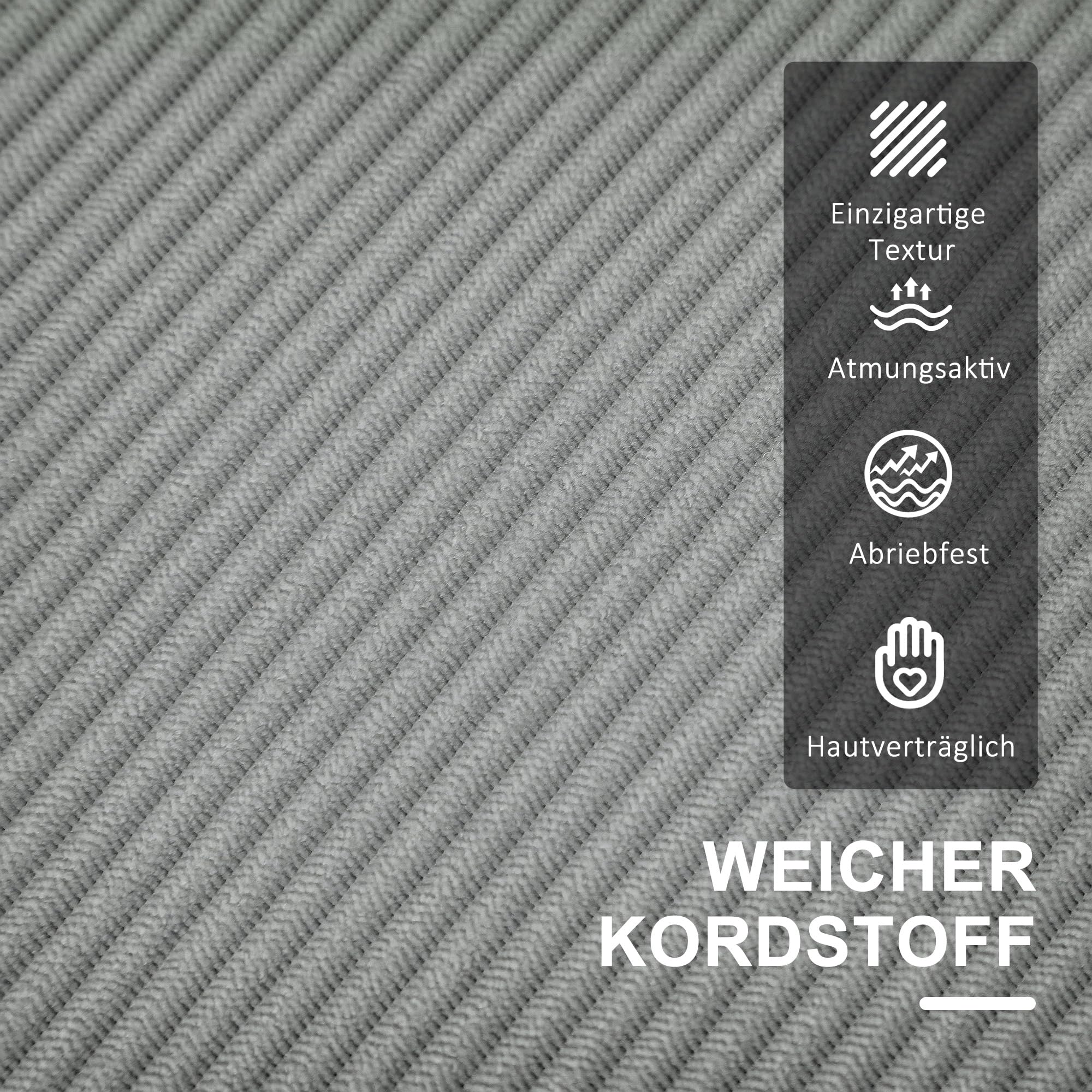 HOMCOM Sofa 2 Sitzer Couch mit 2 Armlehne Stauraum Hellgrau 117x63x79 cm | Kleine Loveseat, Cordoptik, Holzbeine, Modern Polstersofa, für Wohnzimmer, Schlafzimmer, Kleinen Raum