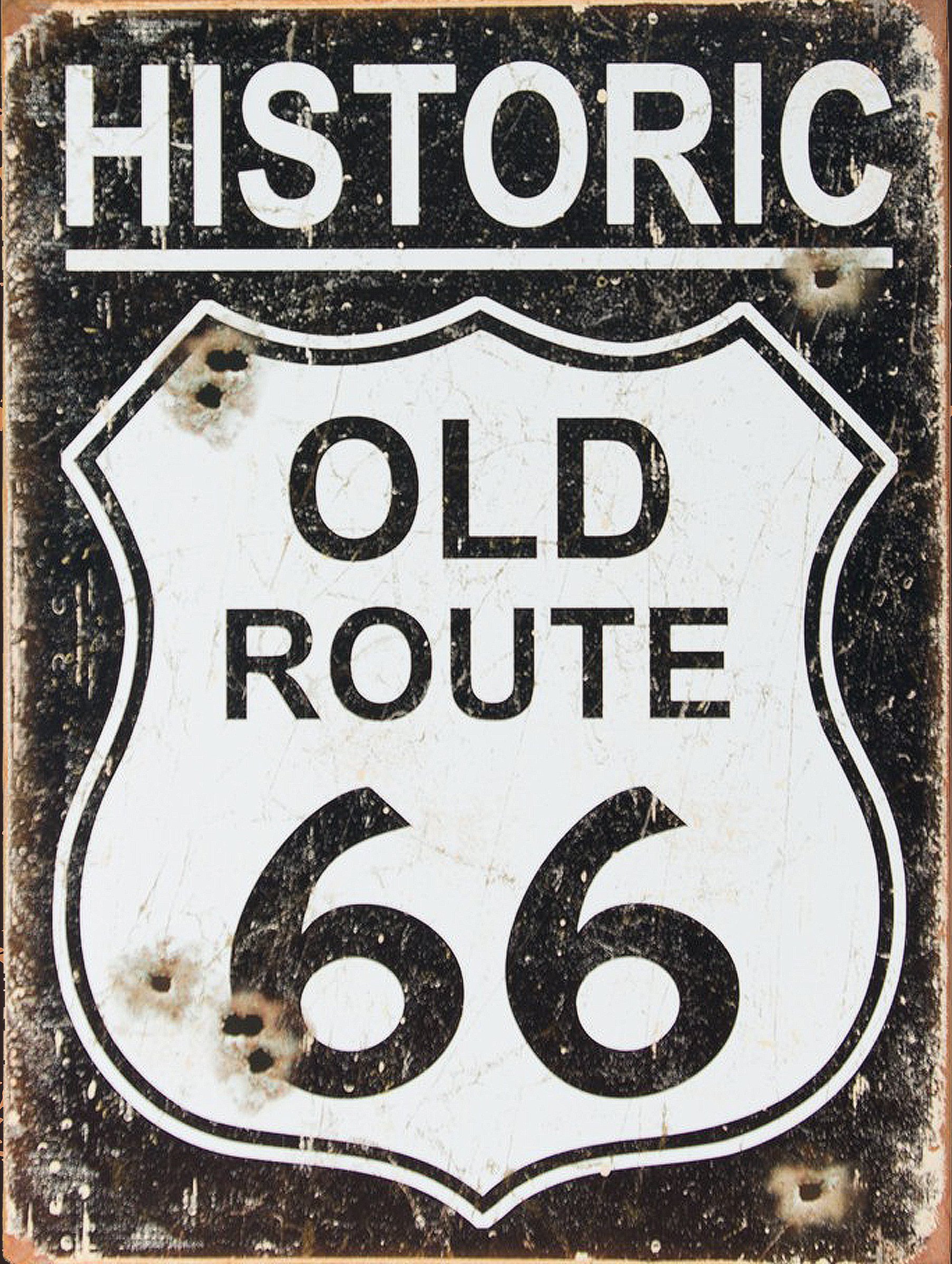 Shawprint Historic Old Route 66, Metal Tin Fridge Magnet, 100mm x 75mm, Novelty Gift