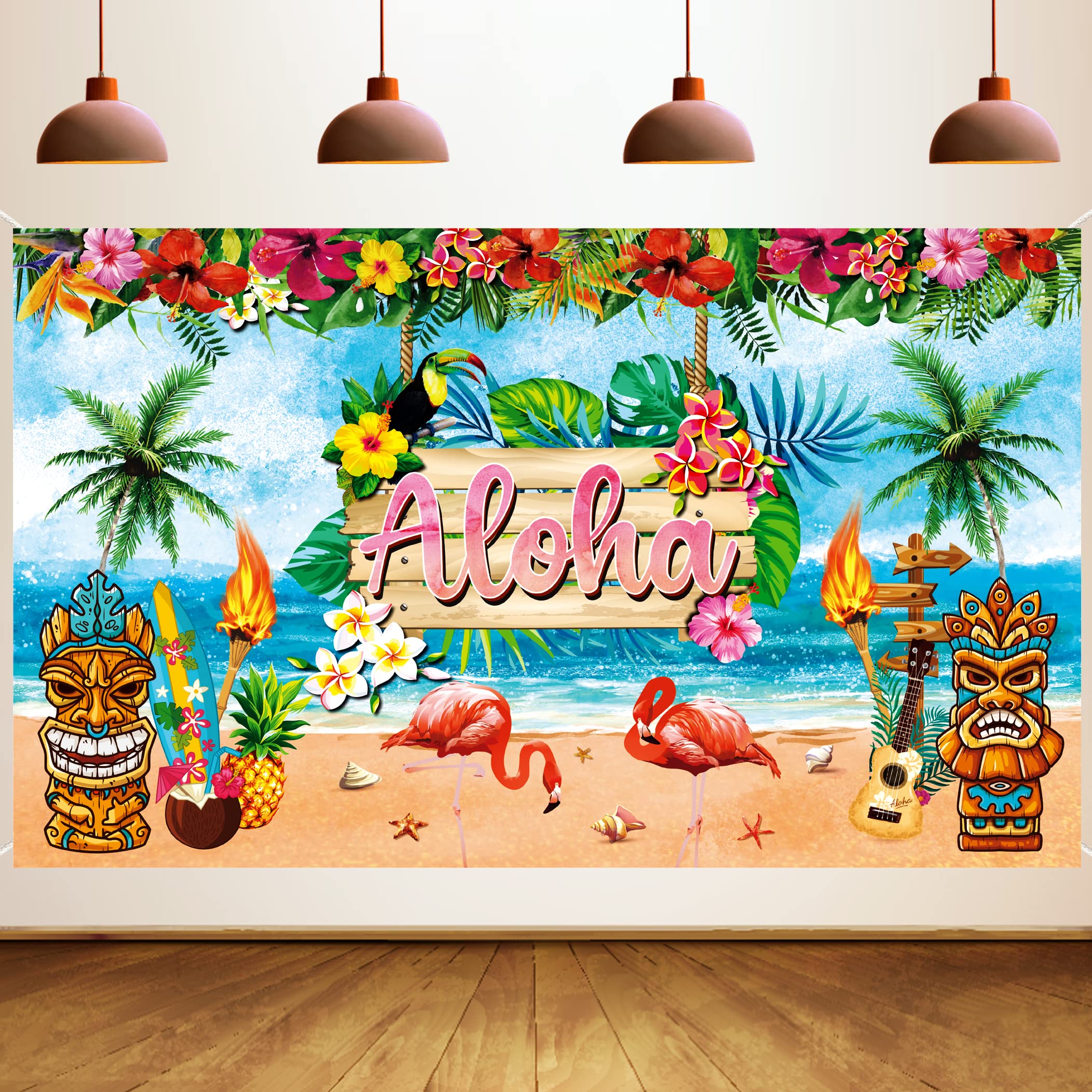 HOWAF Hawaiian décoration Tropicale Garland en Forme de Flip Flops Anniversary Bannièr for Mariage de Plage Hawaiian Luau Anniversary Party Decoration