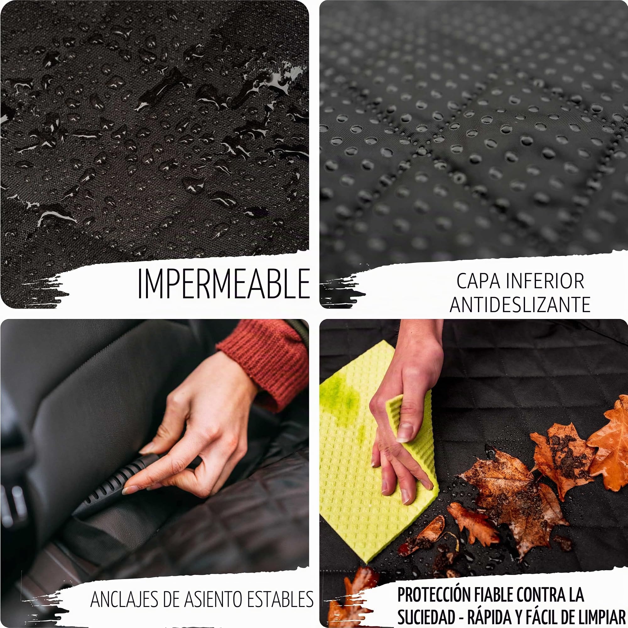 Rudelkönig Funda Coche Perro Impermeable - Protector Asiento Universal | Cubreasientos trasero acolchado con solapa lateral, bolsillo y correas ajustables - apto para cualquier vehículo
