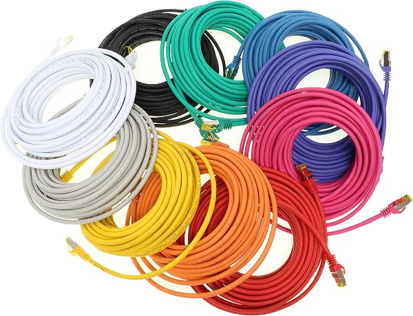 1aTTack.de Câble Réseau Cat7 Cat 7 10 GB/s SFTP - 10x 3,0m - RJ45 Ethernet LAN DSL Routeur Modem - 10 couleurs - 4