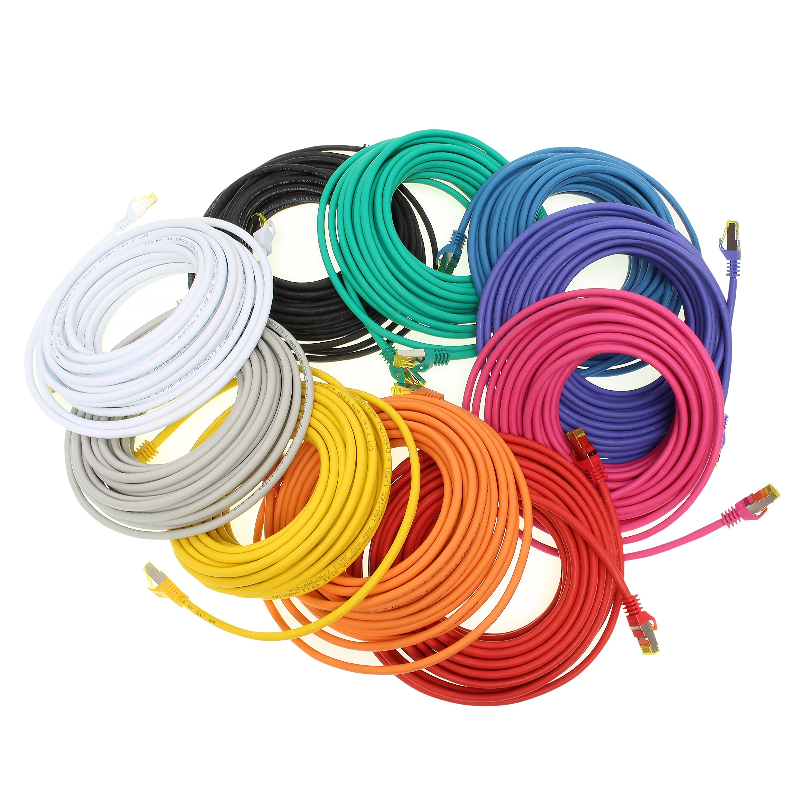 1aTTack.de Cat.7 network cable 0.5 m black pack of 5 Cat7 Ethernet cable network LAN cable raw cable 10 Gb s SFTP PIMF LSZH set patch cable with Rj 45 plug Cat.6a — view 61