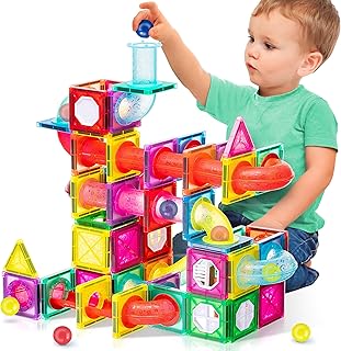 Smart Novelty Building Tiles for Children - 148 Pcs Building Blocks with Marbles and Run Tracks - Building Block Toys to Develop Your Child’s Creativity - Safe for Children Age 3 and Above