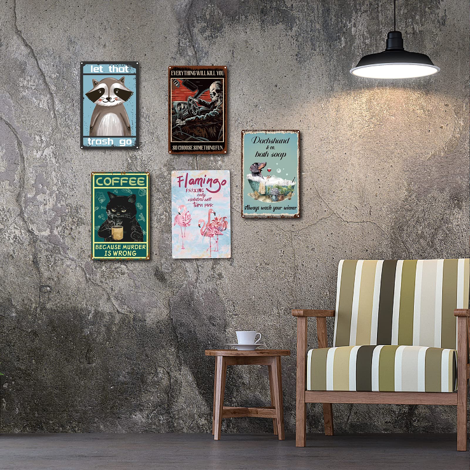 CREATCABIN Fenicottero Targa Vintage in Metallo Targa in Metallo Decorazione Artistica da Parete Why Hello Sweet Cheeks Pittura retrò Poster Targa Decor per Bagno Cucina Cafe Wall 30x20cm
