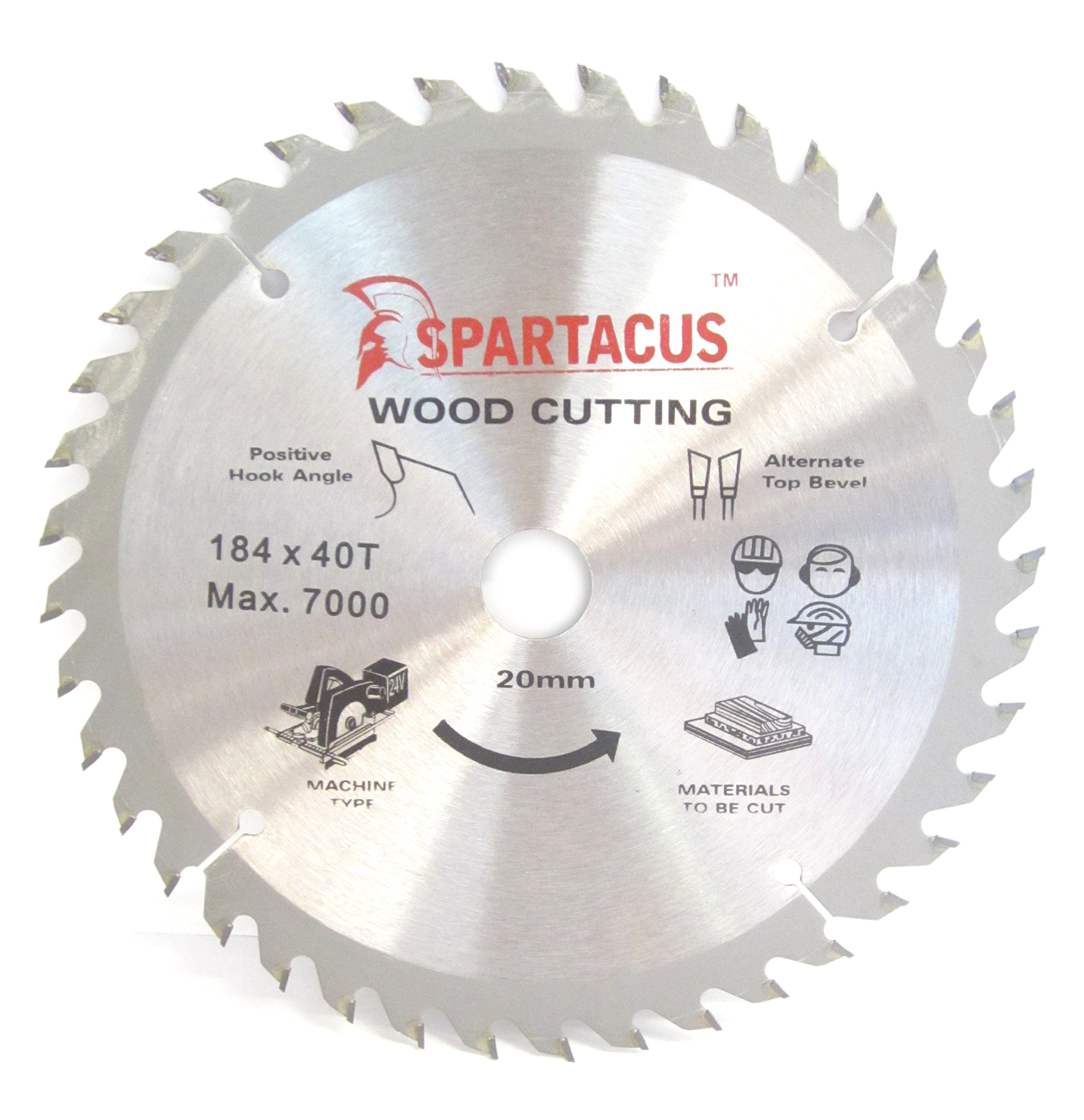 Spartacus 184Mm Diameter X 20 Teeth X 20Mm Bore Wood Cutting Circular Saw Blade