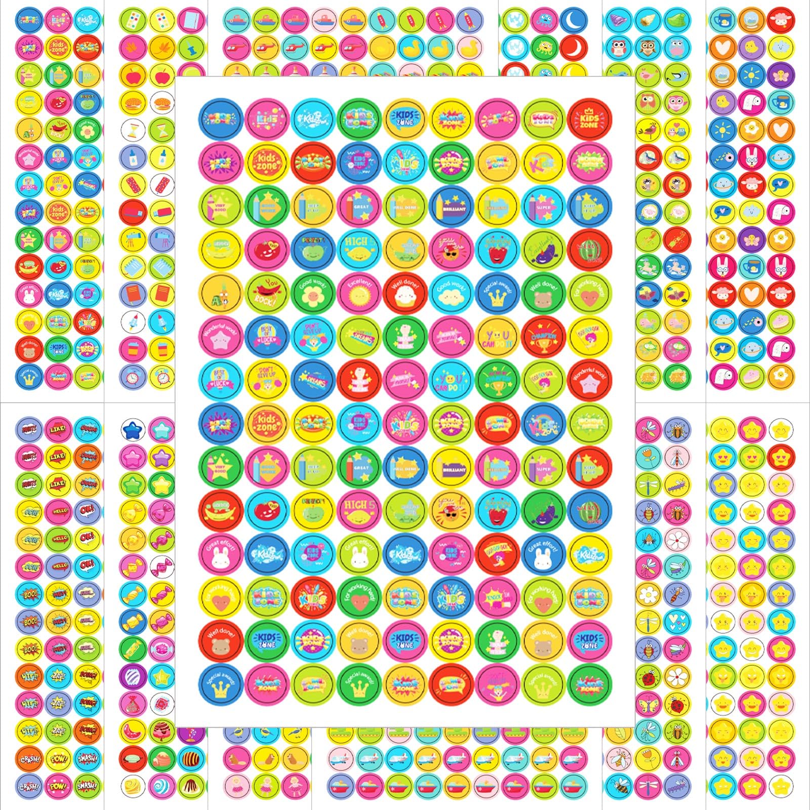 6048 Pieces Small Stickers for Kids Reward Chart - Mini Incentive Happy Smile Face Star Bundle for Teachers and Kids Behavior Chart(Vivid Style)