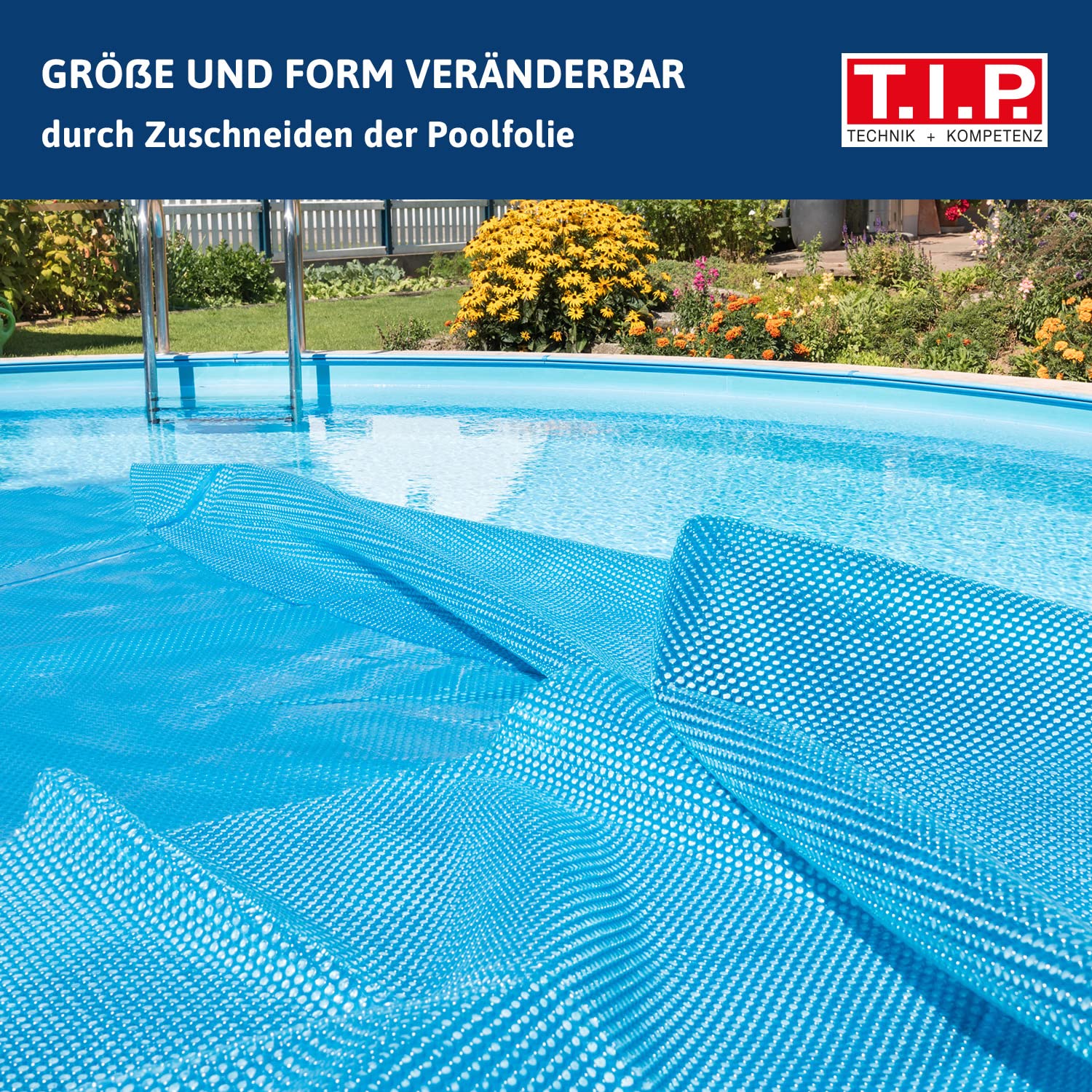 T.I.P. Solarabdeckung Solarplane 120µm für Rundpool Ø 3,6 m Blau - Energiesparende Poolabdeckung mit UV-Schutz 30450