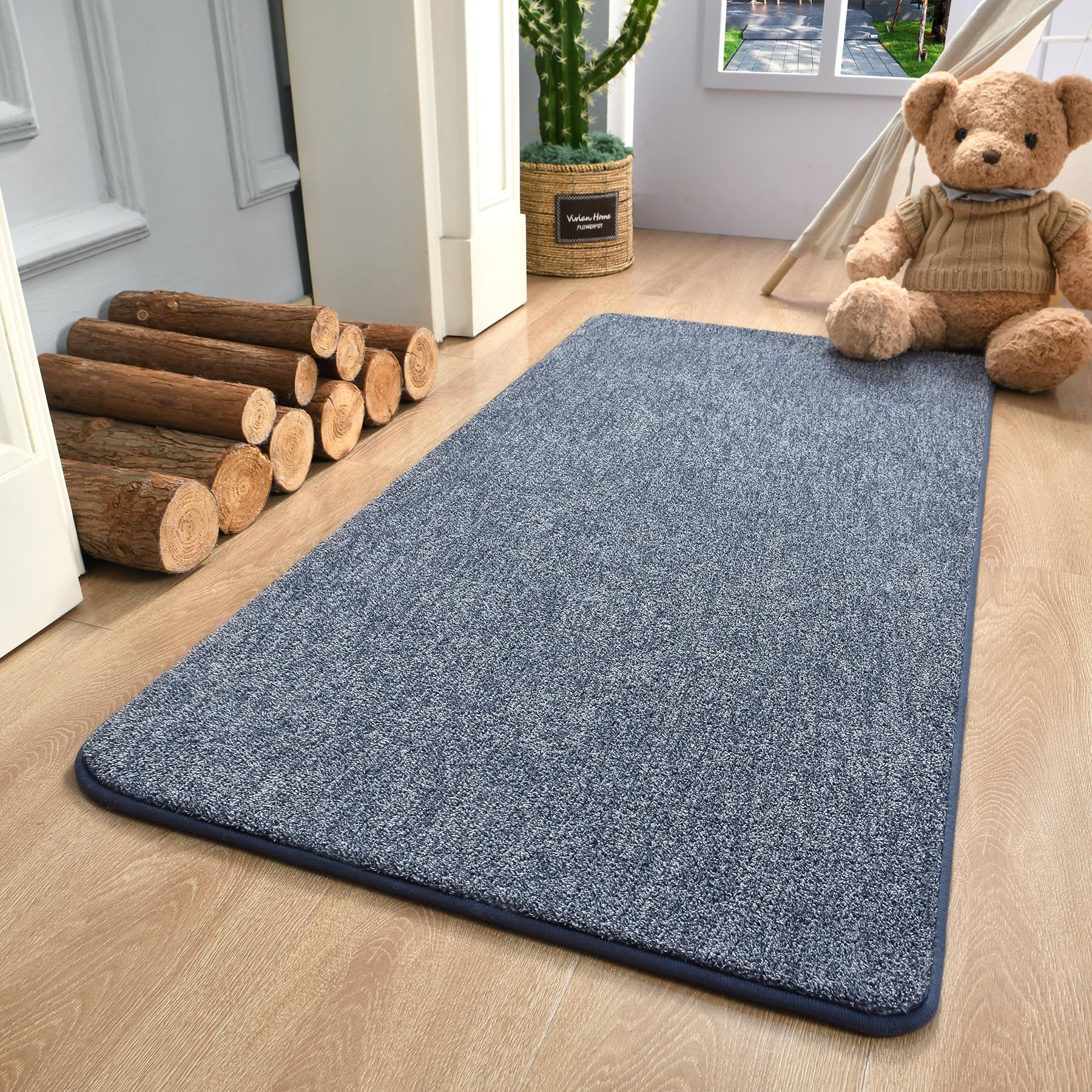 Keeko Soft 2x4 Small Runner Rug, Bedside Rugs for Bedroom Indoor Runner Hallway Carpets Non Slip Living Room Area Throw Rugs Memory Foam Laundry Room