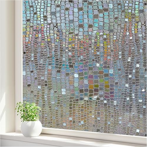 Película de privacidad para ventana de arco iris película holográfica 3D para ventana, control de calor, bloqueo solar, adhesiva, estática, para el