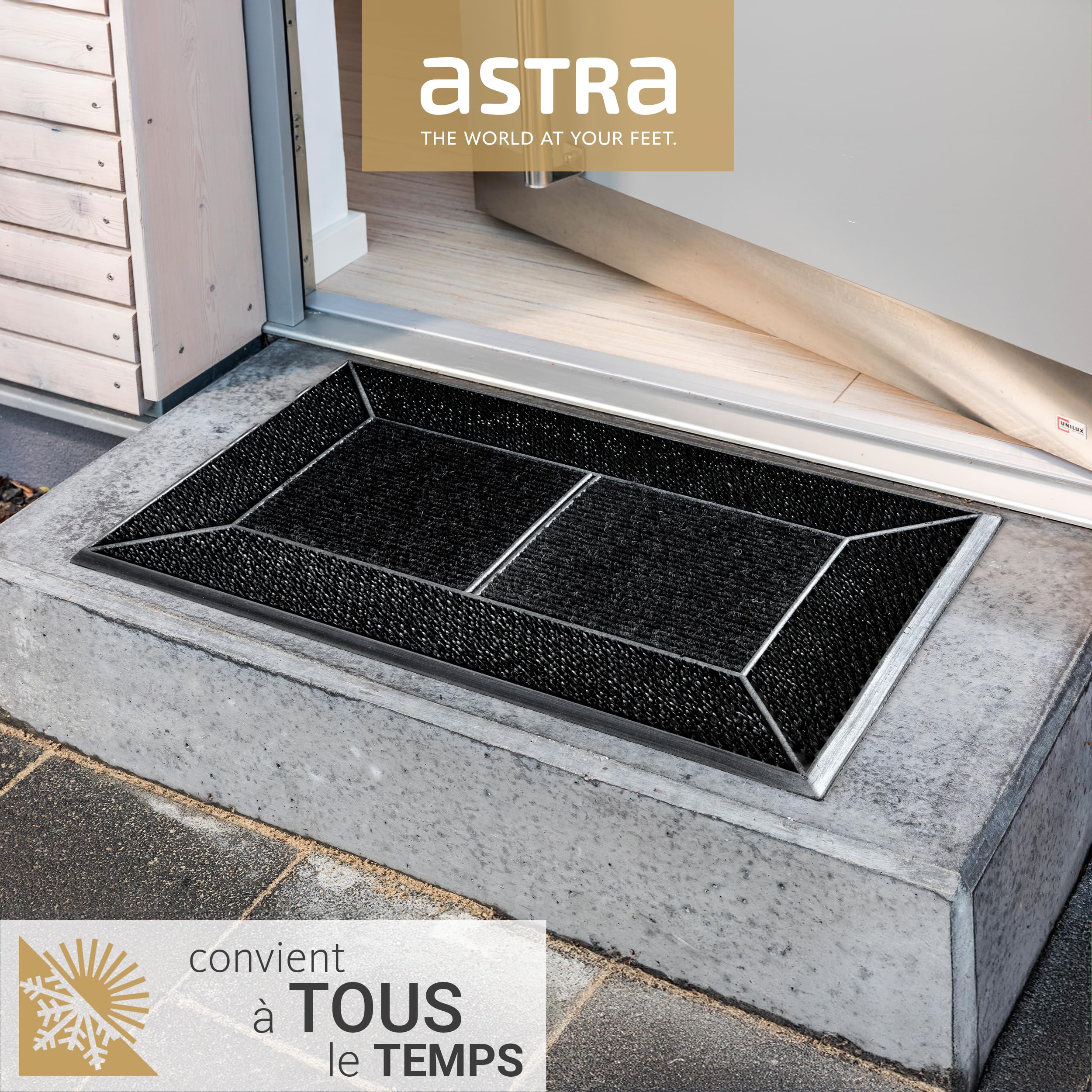 Lot de 2 paillassons d'extérieur antidérapants et résistants aux intempéries - 45 x 75 cm - Anthracite