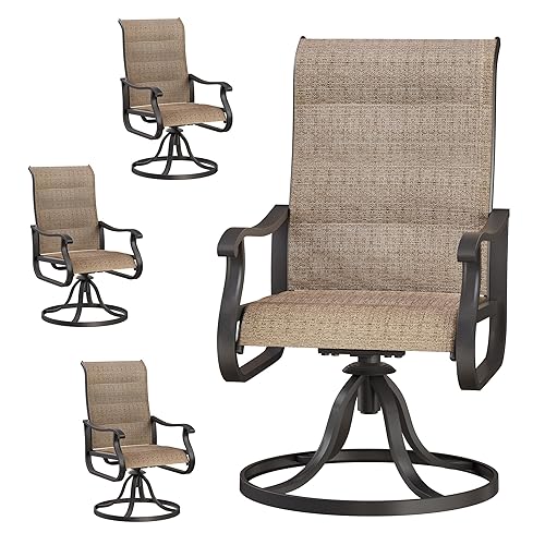 Patio Swivel Chairs Set of 4, Outdoor Dining Chairs with