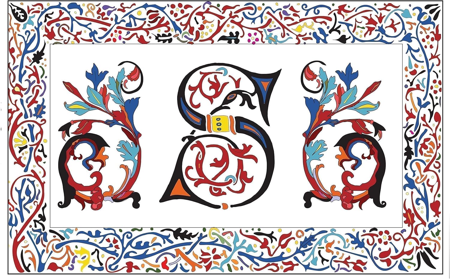 Set of Four Adult Coloring Monogram Placemats with Laminating Pouches On Sale for a limited time !