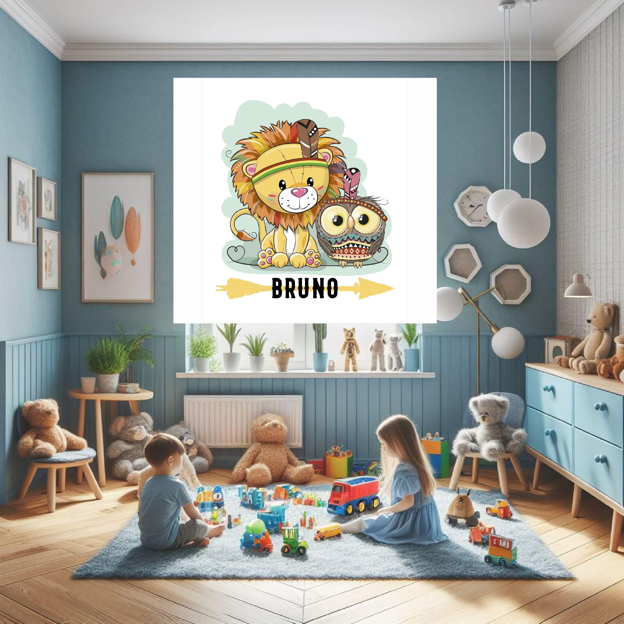 Estor Infantil Personalizado con Nombre – Estor Enrollable Infantil niño Animales Selva 001 | Cortina Enrollable Animales Selva – Estores Iroa habitación bebé niño (40x60)