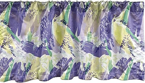 Ambesonne Abstract Window Valance, Brushstroke Pastel Colors Retro Hipster Funky Modern Demonstration, Curtain Valance for Kitchen Bedroom Decor