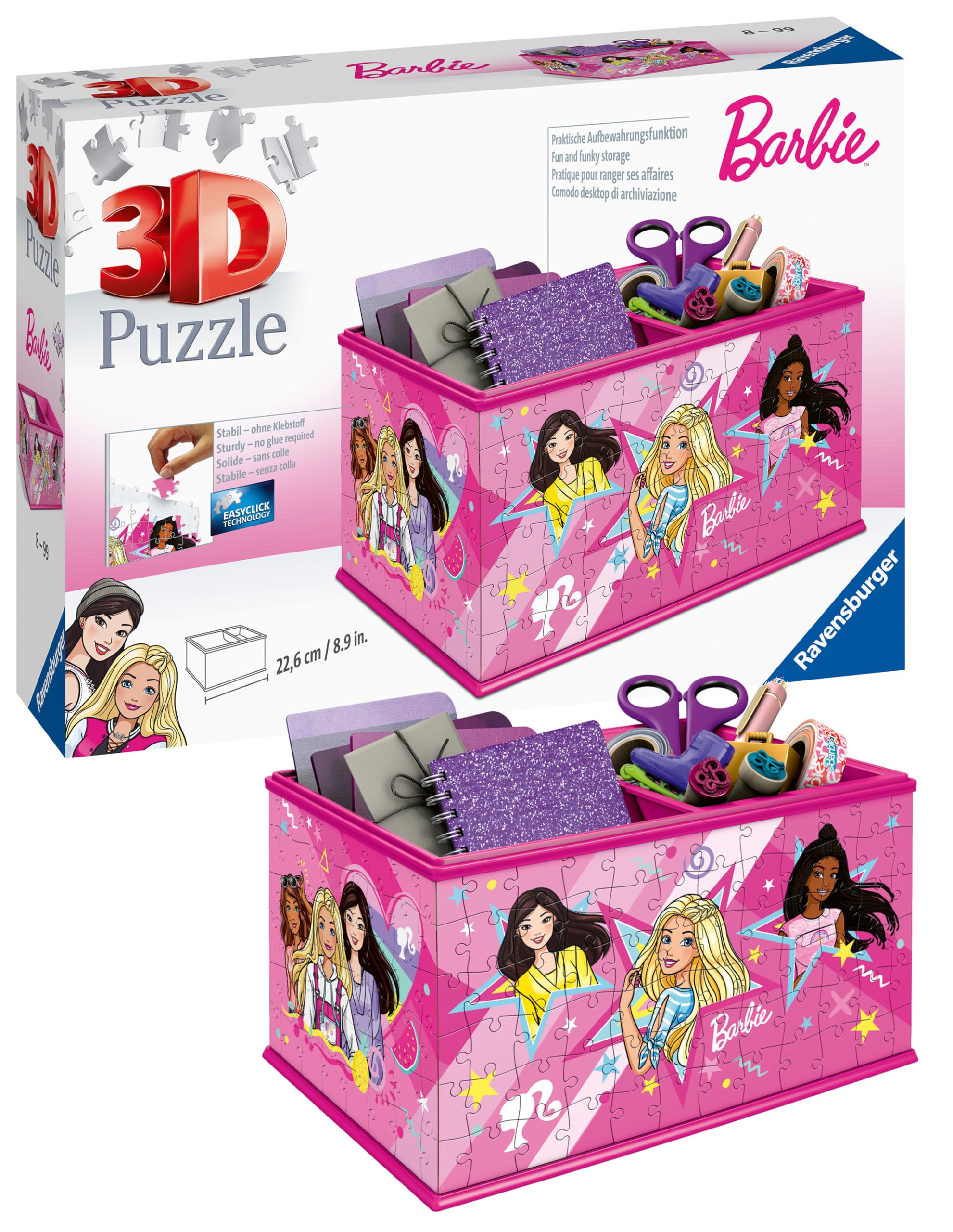 RavensburgerBarbie Gifts for Girls - Storage Beauty Box 3D Jigsaw Puzzle for Adults and Kids Age 8 Years Up - 216 Pieces - No Glue Required