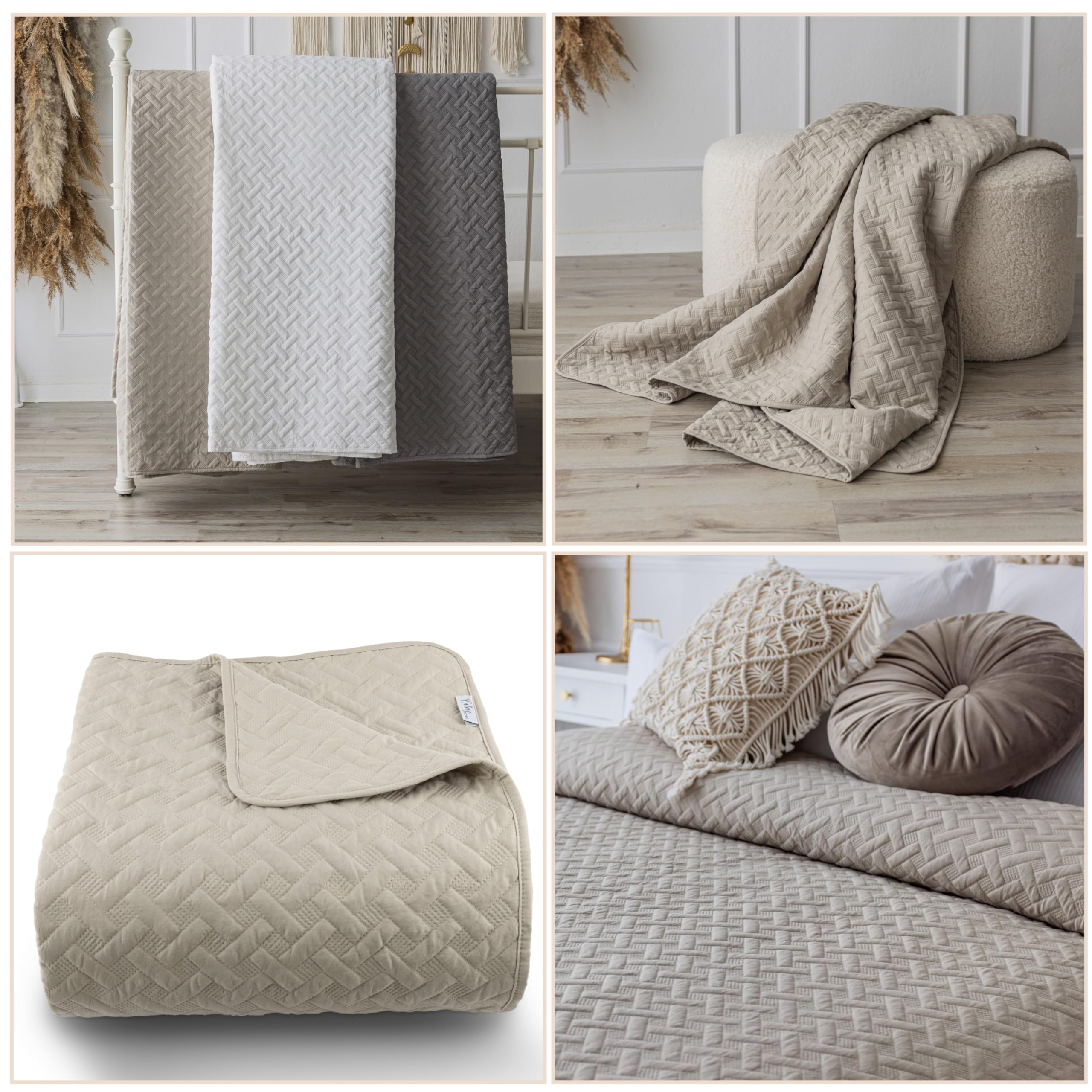 Tagesdecke 220x240 Leinenbeige Bettüberwurf Bett Überwurf Sofaüberwurf Steppdecke Sofa Decke Überwurfdecke Betthusse XXL Überdecke Gesteppte Tagesdecken gesteppt Quilt Bedspread
