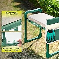 Vista 4 de Saker - Taburete y rodillera de jardín plegable con patas extensibles y almohadilla engrosada, bolsa de herramientas/almacenamiento, soporte