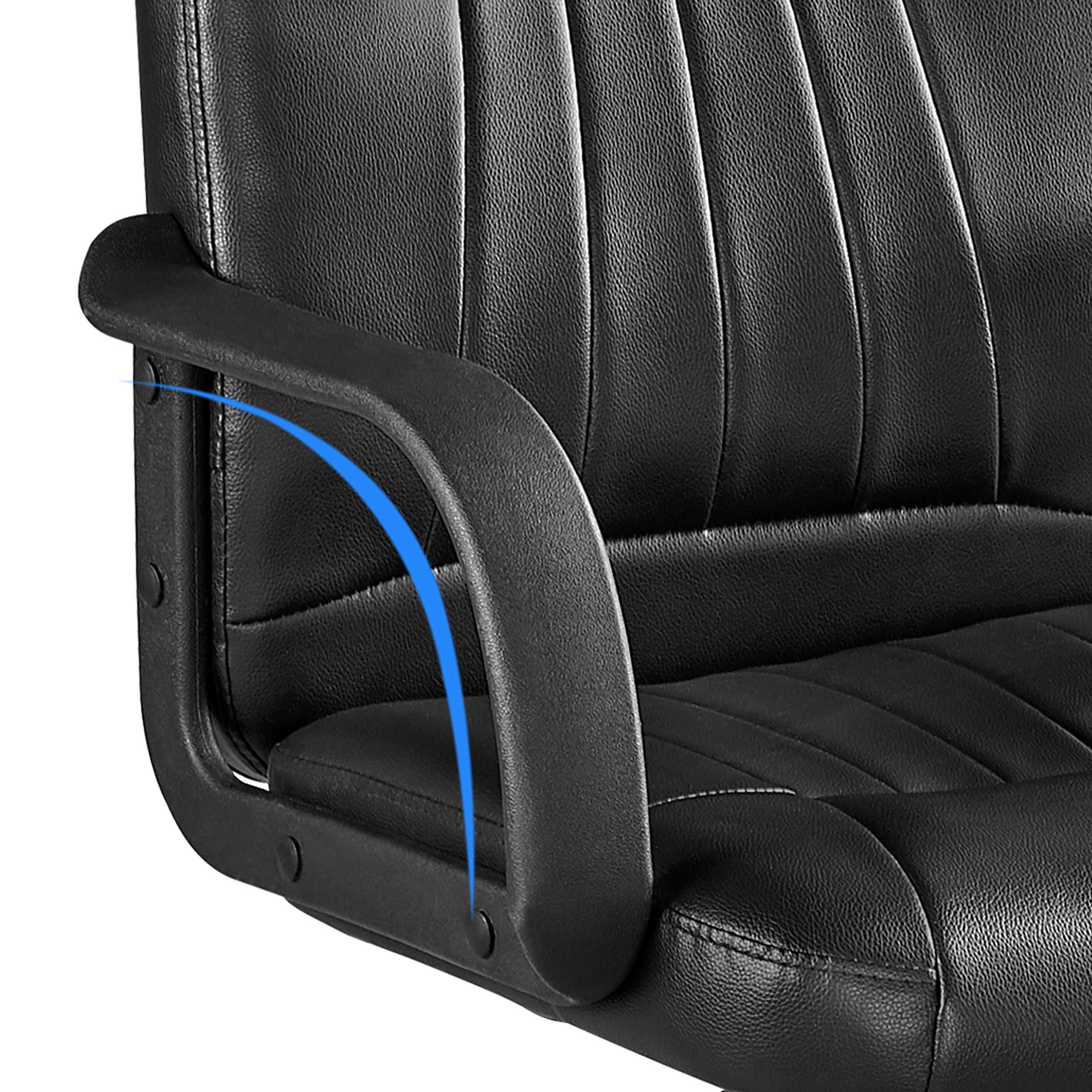 Yaheetech Sedia/Poltroncina da Ufficio Scrivania Girevole a Rotelle Ergonomica in Ecopelle Imbottita Altezza Regolabile con Braccioli Portata 123 kg Nera