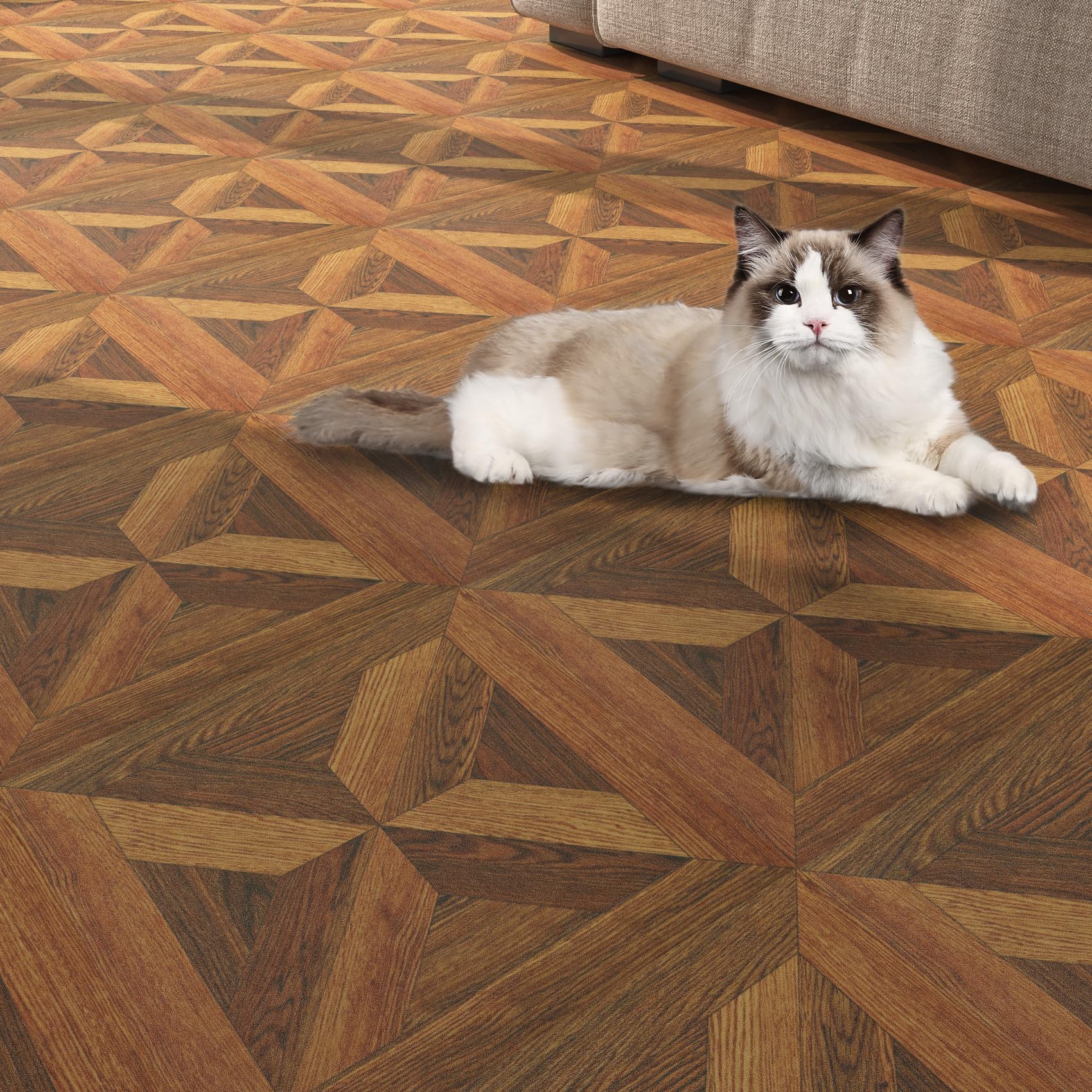 Livelynine Linoleum Pavimento Rotolo Adesivo Pavimento PVC Adesivo Legno Scuro 30x450CM PVC Adesiva Pavimenti Rotolo per Interno Effetto Parquet Adesivi Pavimenti Bagno Cucina Soggiorno Legno Retro