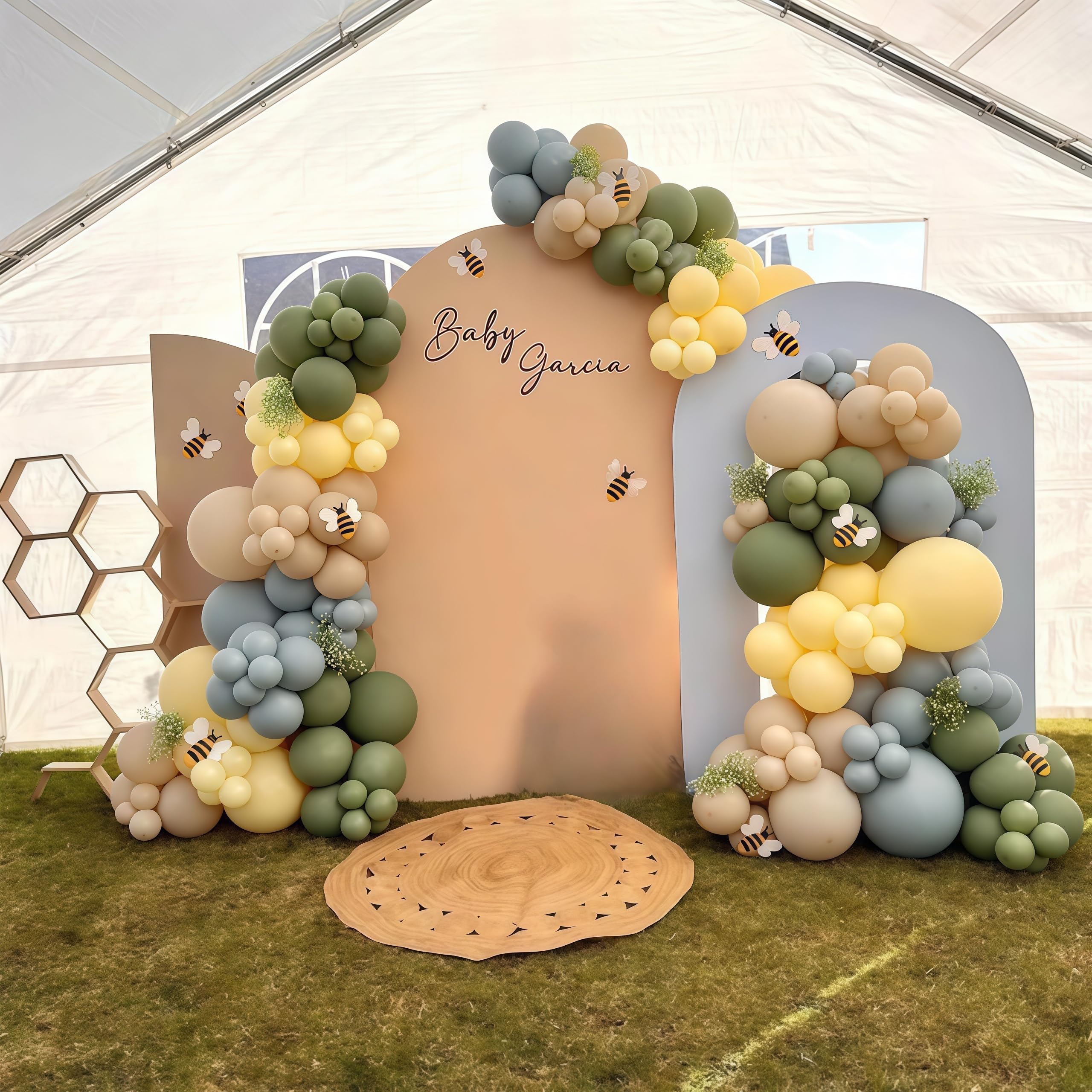 Luftballon Salbeigrün Gelb Blau, 60 Stück 12 Zoll Retro Sage Grün Macaron Pastell Gelb Weiß Sand Beige Dusty Blau Latex Helium Ballon für Geburtstag Party Deko Bee Babyparty Hochzeit Dekorations