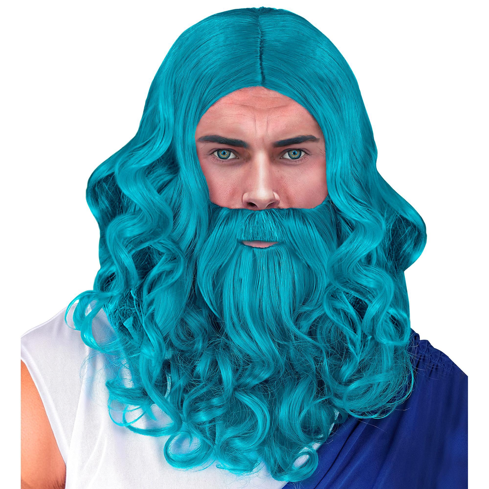 W WIDMANN MILANO Party Fashion - Parrucca Poseidon con barba e baffi, accessorio per costumi di carnevale e feste a tema