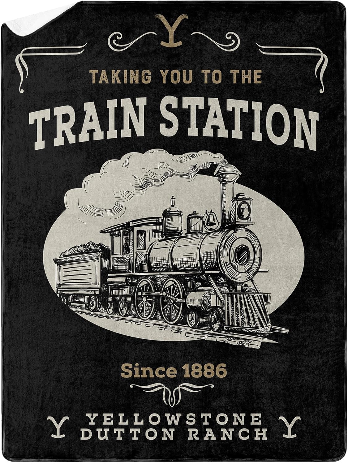 Northwest Yellowstone Silk Touch Sherpa Throw Blanket, 60" x 80", Train Station