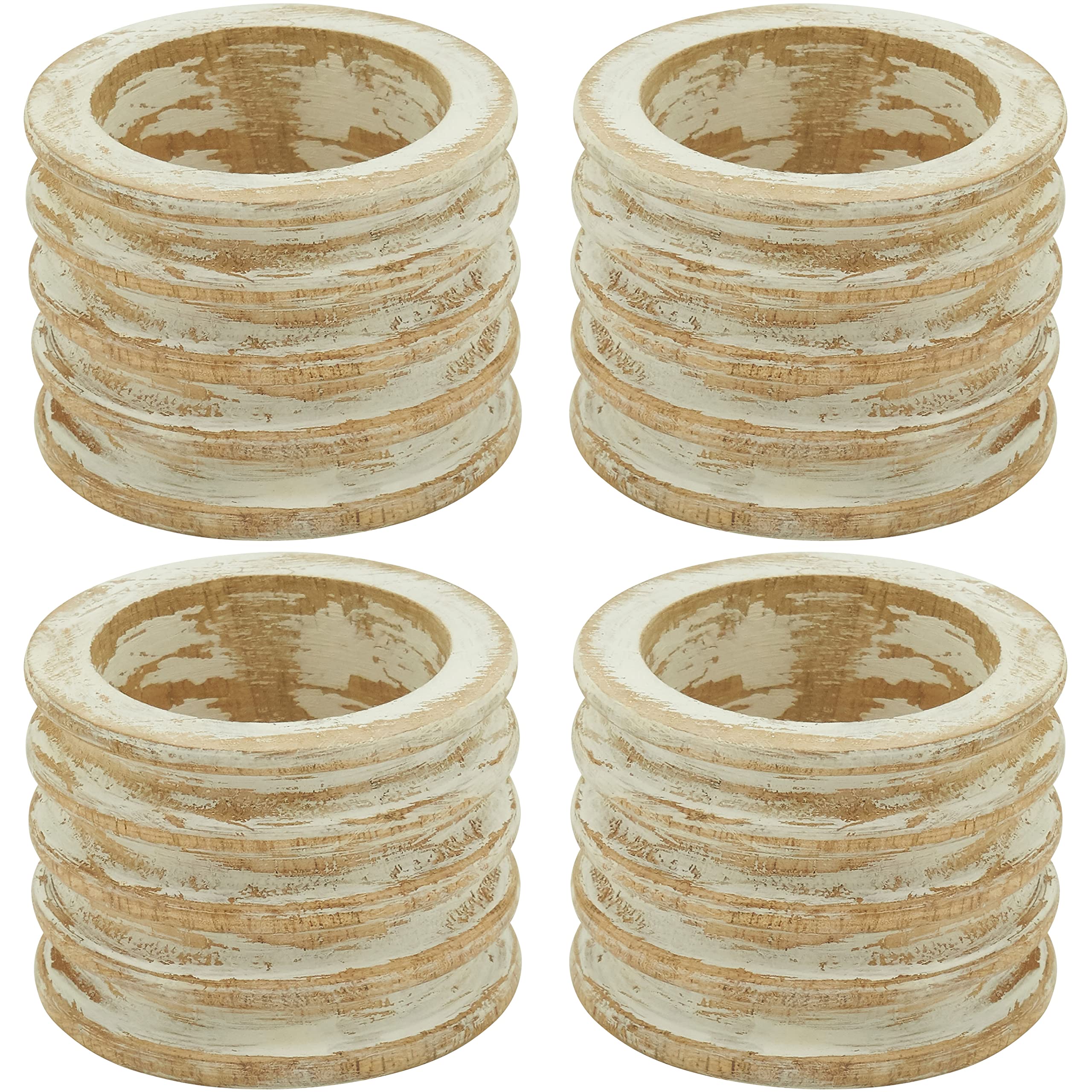 Servilleteros Acanalados de Madera (Juego de 4)