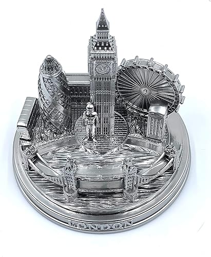 London City Skyline Modelo 3D Redondo Plata 5 1/2 pulgadas