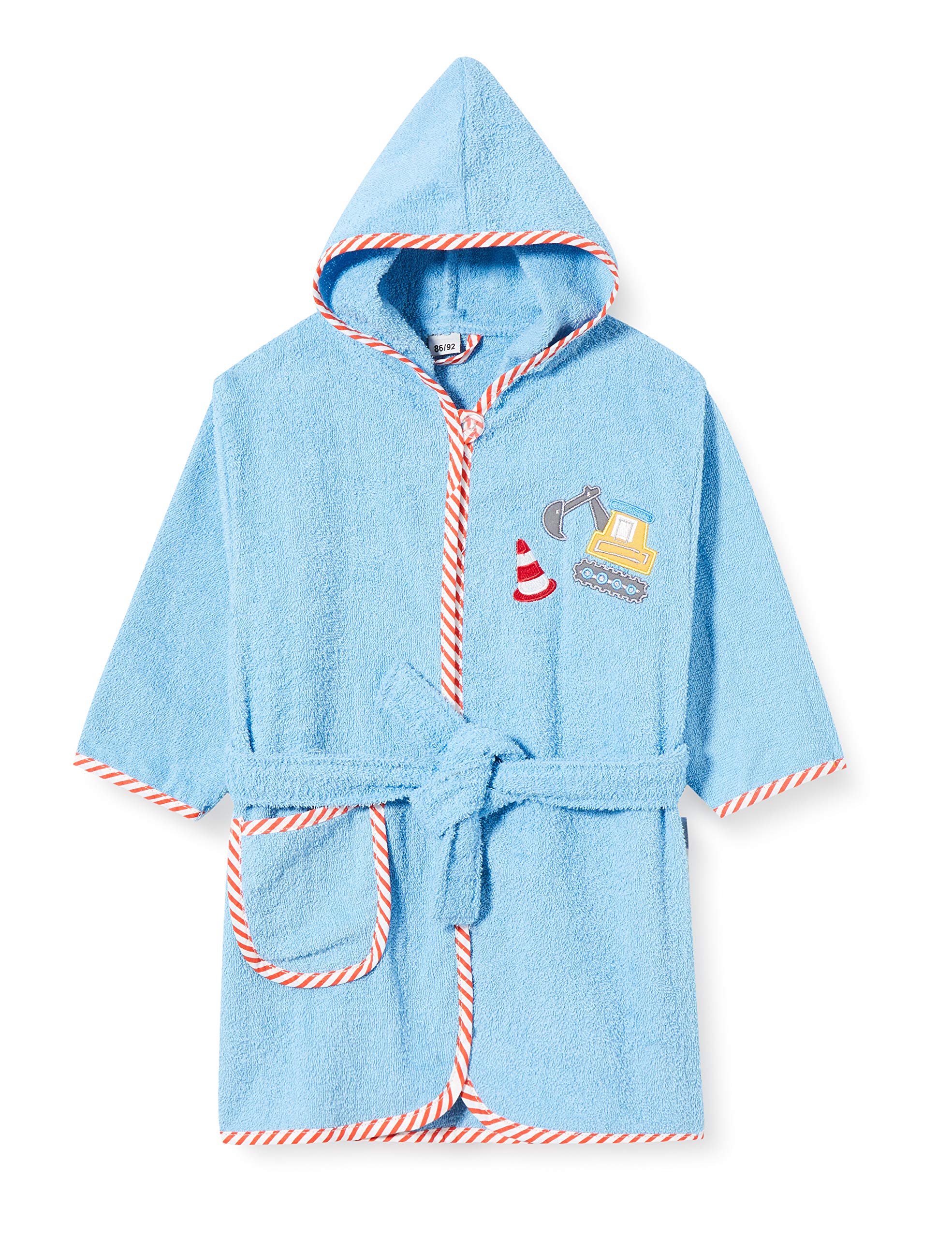 Playshoes Accappatoio In Spugna Per Bambini, Unisex - Bambini e ragazzi, Escavatore, 134-140