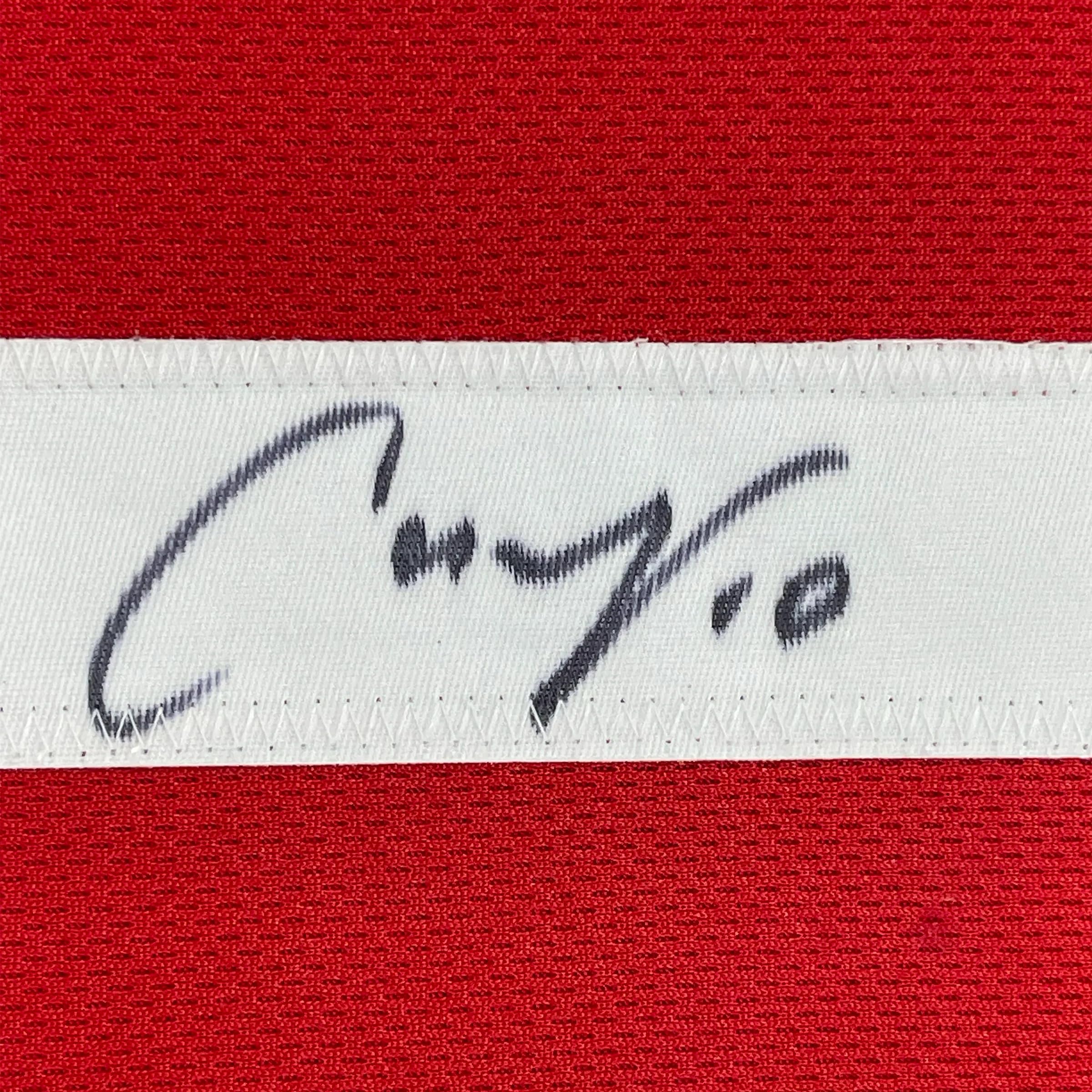 Framed Autographed/Signed Carli Lloyd 33x42 Red Soccer Team USA 