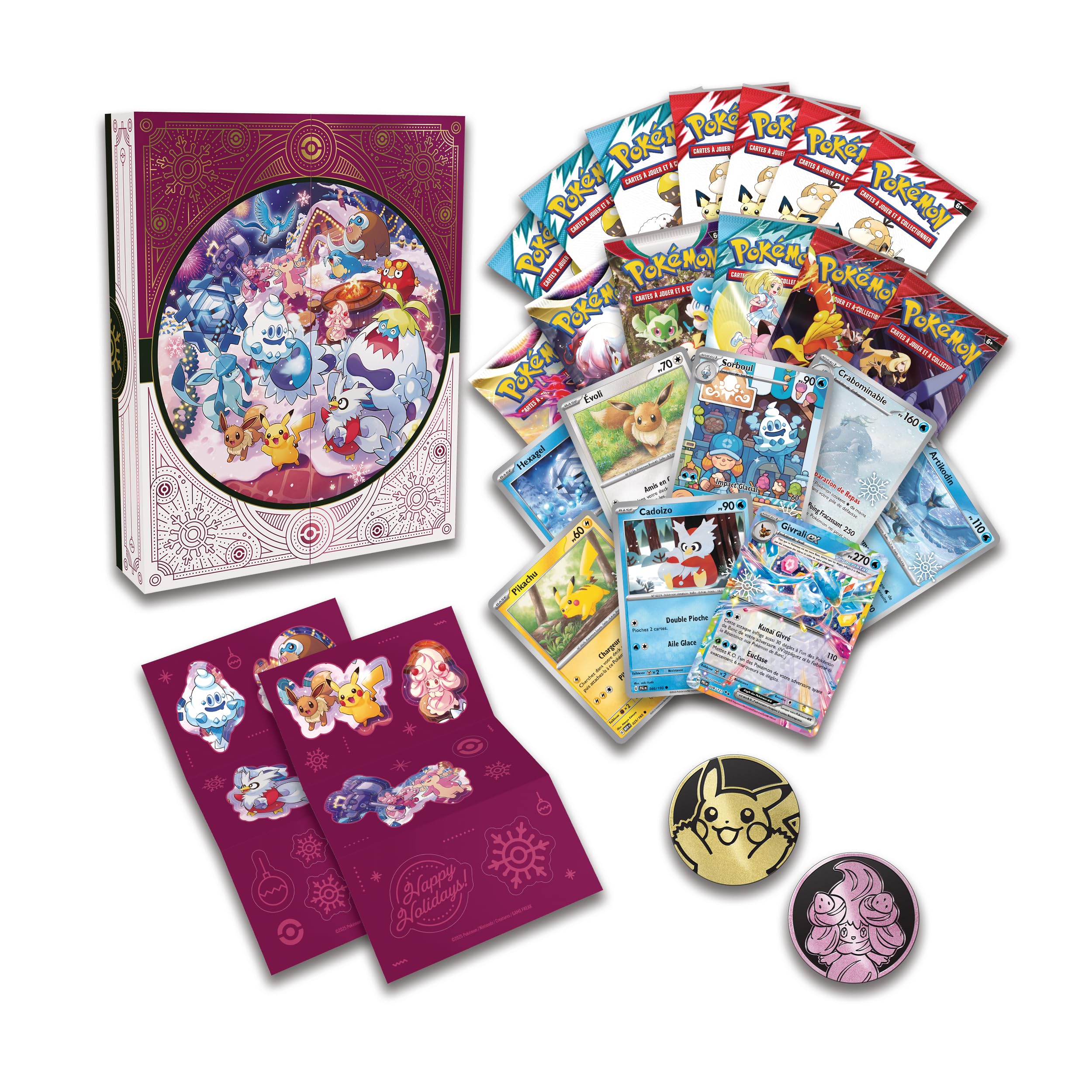Pokémon : Kalendarz świąteczny (8 błyszczących kart promocyjnych, 6 boosterów, 7 opakowań rekreacyjnych i więcej)