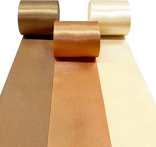 Miniatura 8 de Cinta de satén de otoño de 65.7 yardas x 1.97 pulgadas de ancho, color marrón, naranja, amarillo, para manualidades, regalos, envoltura, tarjeta