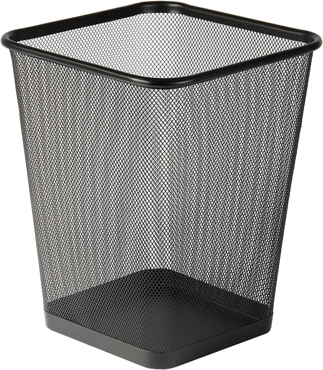 Osco Wiremesh Waste Bin Square – Metal Mesh Rubbish & Recycling Basket for Office, Home, Bathroom – Solid Non Slip Base Build, H30 cm × W25 cm, 12 Litres, Black