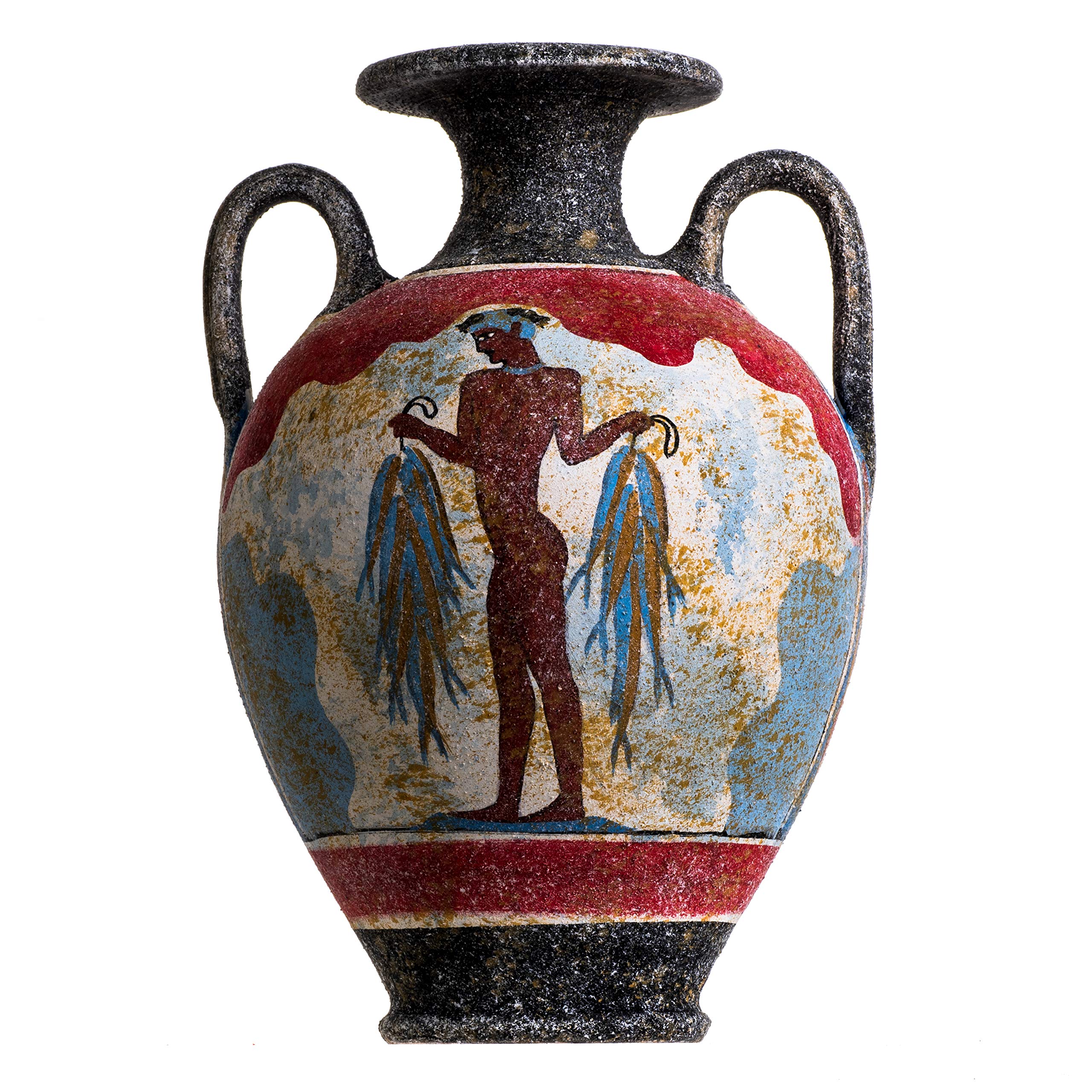 Ancient Greek Minoan Amphora Fisherman Handmade Ceramic Pottery Vase Large