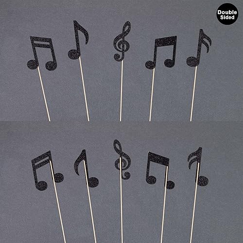 Miniatura 3 de 10 piezas de centros de mesa de notas musicales, decoraciones de fiesta negras, notas musicales