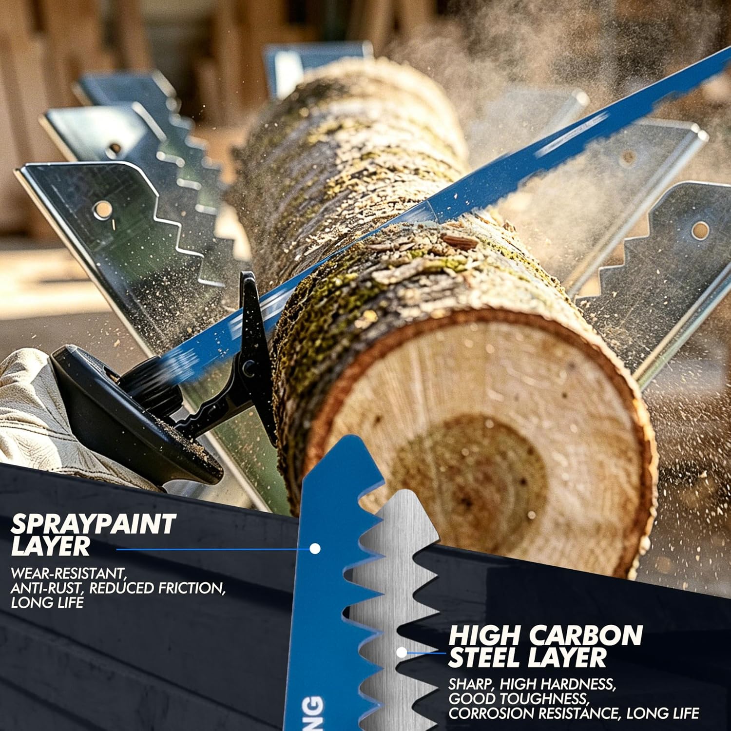 12PCS Wood Pruning Reciprocating Saw Blades Set,6" 9" 12" Woodcutting Saw Blades Premium CR-V Steel Saw Blades with Storage Case