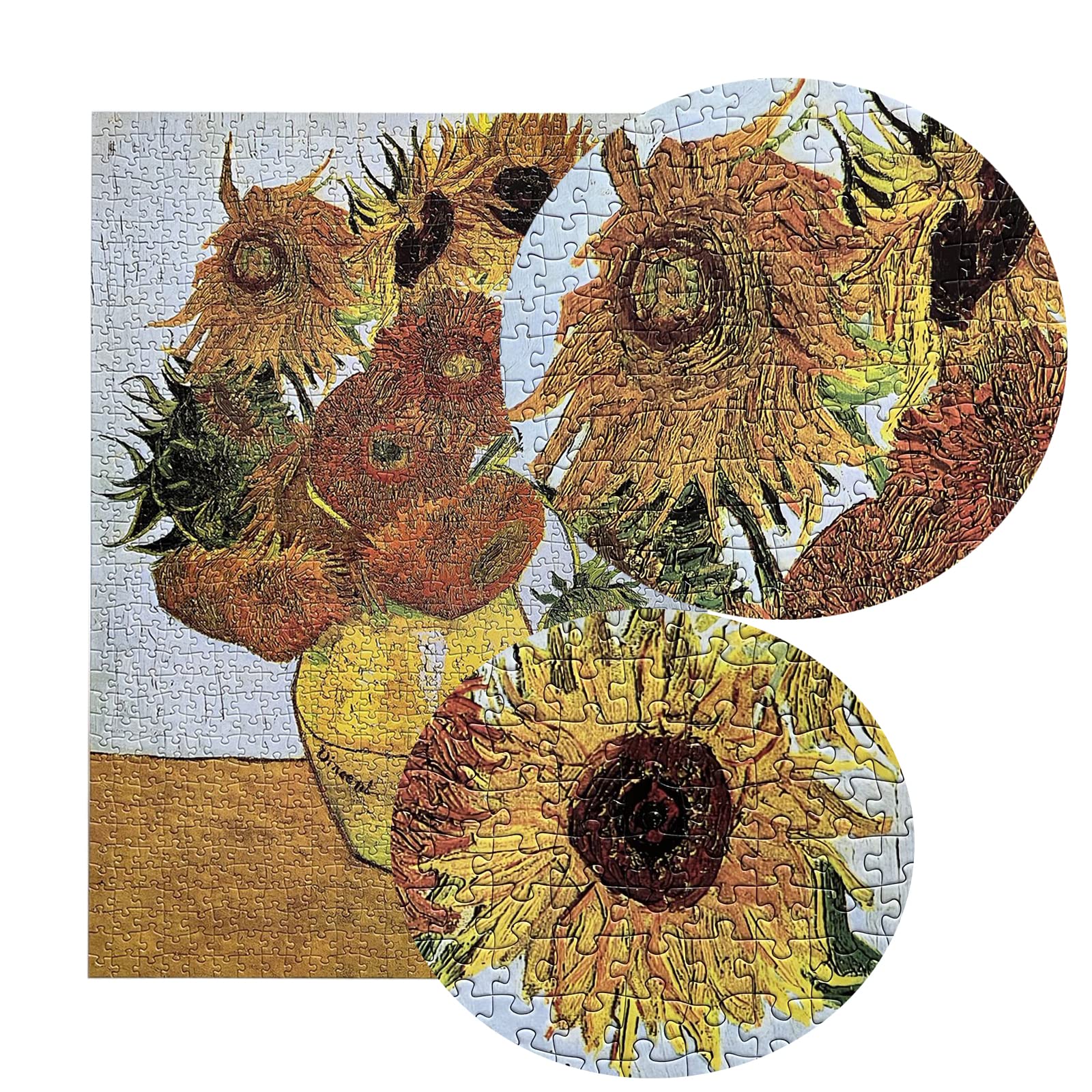 SoulQ - Mini puzzle da 1000 pezzi, per adulti, con stelline, più spesse, per bambini, 42 x 29,7 cm (girasoli