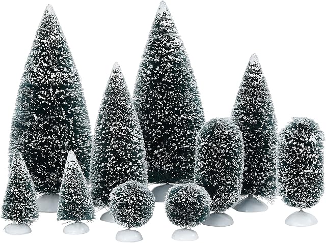 Department 56 Village Collections Bag-O-Frosted Topiaries Accessories, Green