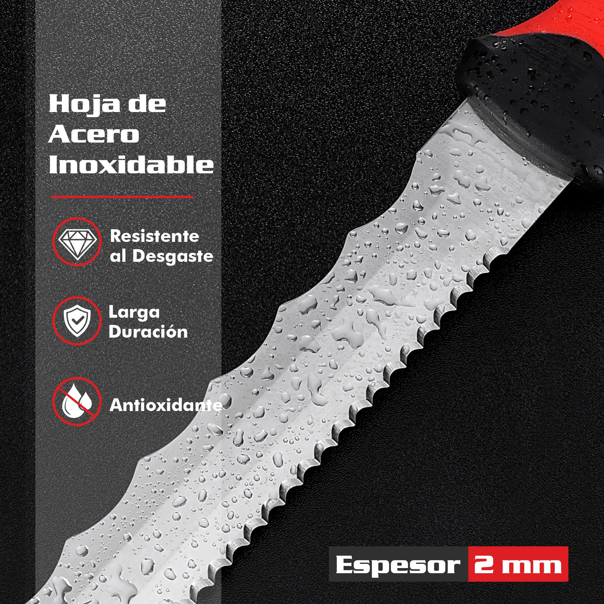 Goldblatt Cuchillo para Aislamiento, Hoja de Acero Inoxidable de 20 cm, Cuchillo de Aislamiento de Doble Cara, para Cortar Materiales Aislantes como Lana Mineral, Lana de Vidrio y Lana de Roca