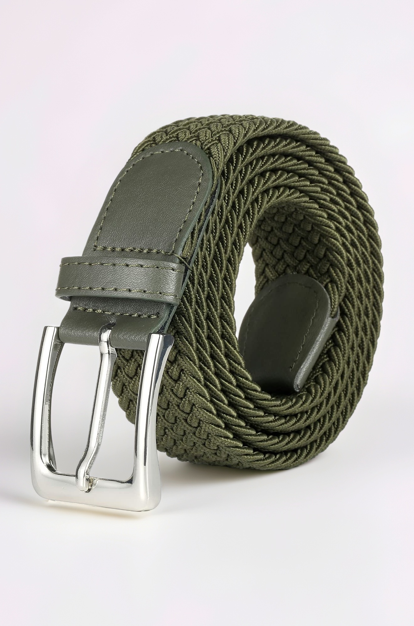 Elastic Braided Belt, 1 3/8", Woven Stretch Belt for Golf Casual Jeans Shorts Pants