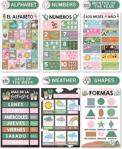 Miniatura 3 de 12 carteles de cactus en español para decoraciones de aula para profesores de preescolar - Carteles de aula de español para primaria, carteles