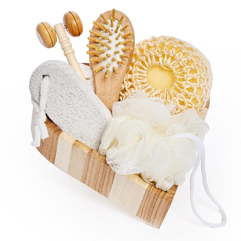 Conjunto Bella Ciao com 6 acessórios para cuidados da pele e banho