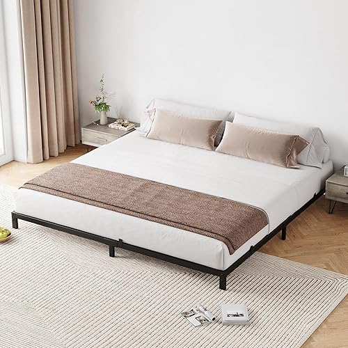 Miniatura 25 de IDEALHOUSE Marco de cama matrimonial de 6 pulgadas, no necesita somier, marco de cama de perfil bajo, plataforma de metal resistente de 6 pulgadas,