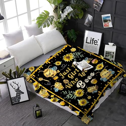 Miniatura 2 de Manta de abeja, regalos de abeja para mujeres, manta de franela suave de felpa suave y acogedora para sofá, cama, sofá, decoración de abeja, tamaño